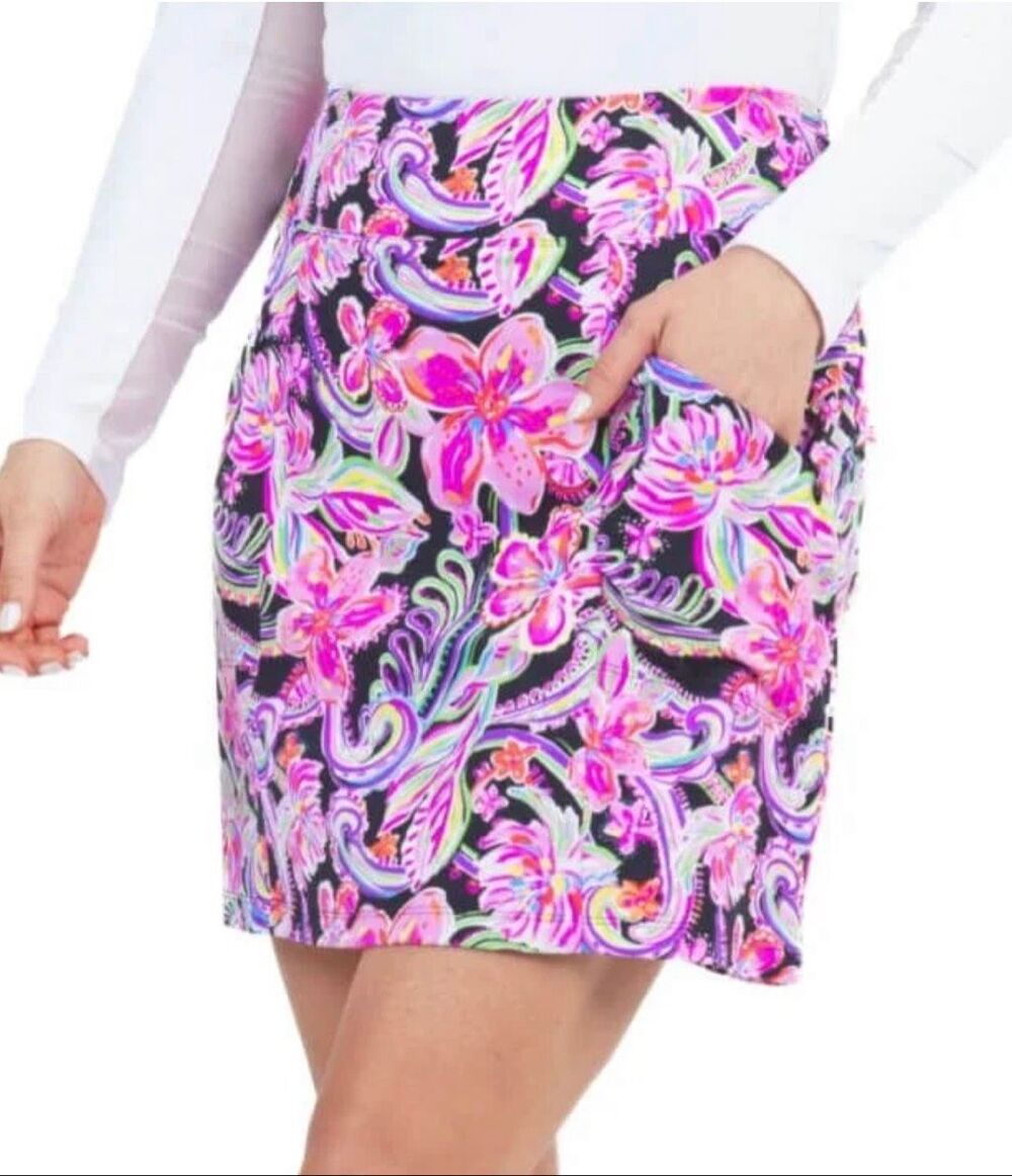 Ibkul XL skirt skort gold pickleball athletic active wear pink floral